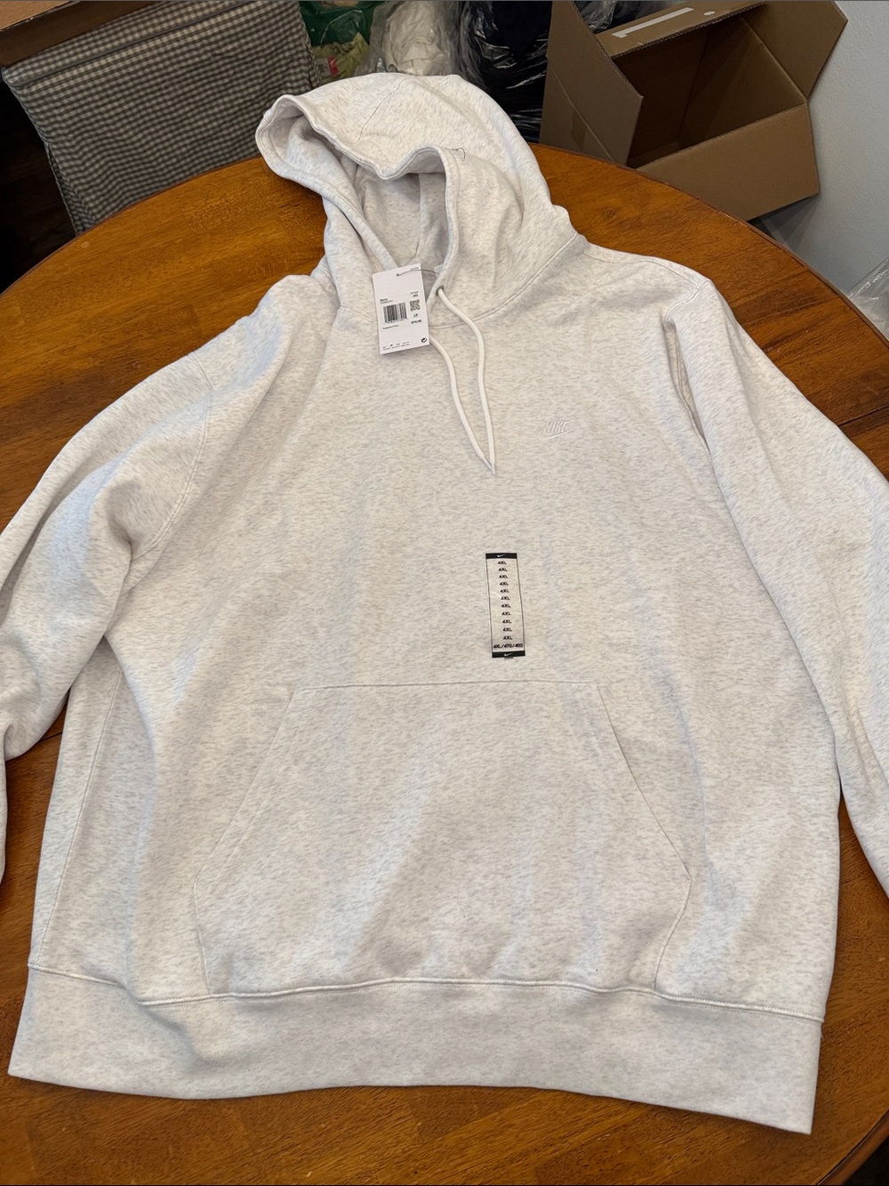 Nike Light Gray Pullover Hoodie with Kangaroo Pocket xxxxl 4xl